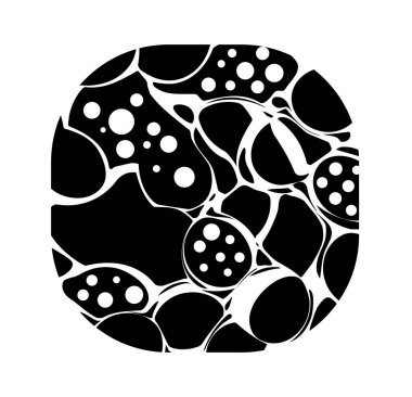 Psikedelik uçuk figür. Soyut minimalist yaratıcılık ve sanat. Dinamik ve dalgalı damlalar, akışkan. Poster ya da afiş. Psikedelik ve dehşet verici kolaj. Doğrusal vektör çizimi