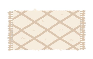 Çapraz desenli bej halı, beyaz arka planda el çizimi tarzı. Ev dekoru kavramı. Vektör illüstrasyonu