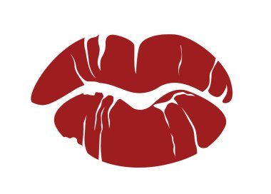 Beyaz arka planda grunge deseni olan kırmızı bir öpücük izi tasarımı. İllüstrasyon aşkı, tutkuyu ve romantizmi sembolize ediyor. Sevgililer Günü 'nde bunu mükemmelleştiriyor. Vektör illüstrasyonu