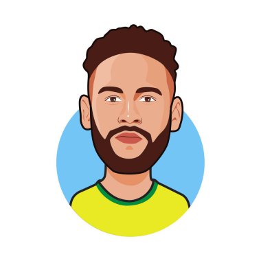 Neymar Jr. Brezilya Milli Takımı. Dünya Kupası. Vektör resmi