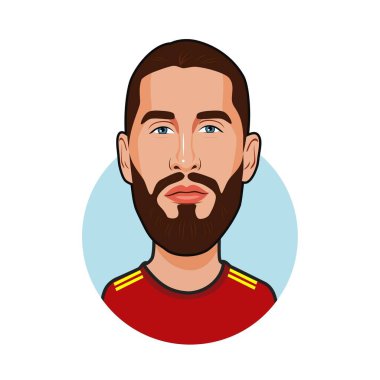 Sergio Ramos İspanya Milli Takımı. Dünya Kupası. Vektör resmi
