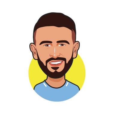 Riyad Mahrez futbol oyuncuları. Dünya Kupası. Vektör resmi