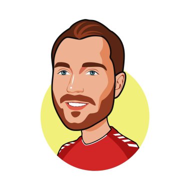 Christian Eriksen Danimarka Milli Takımı. Dünya Kupası. Vektör resmi