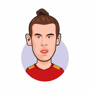 Gareth Bale Wales Milli Takımı. Dünya Kupası. Vektör resmi