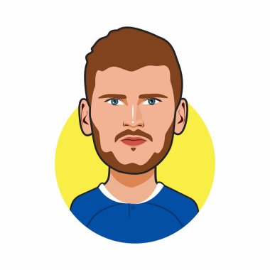 Timo Werner Chelsea Futbol oyuncuları. Dünya Kupası. Vektör resmi