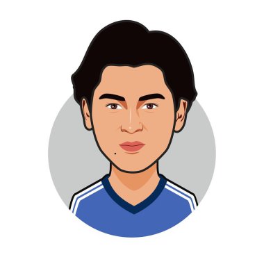 Takumi Minamino Japonya Milli Takımı. Dünya Kupası. Vektör resmi