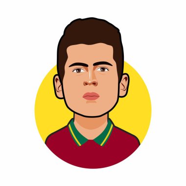 Joao Cancelo Portekiz Milli Takımı. Dünya Kupası. Vektör resmi