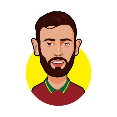Bruno Fernandes Portekiz Milli Takımı. Dünya Kupası. Vektör resmi