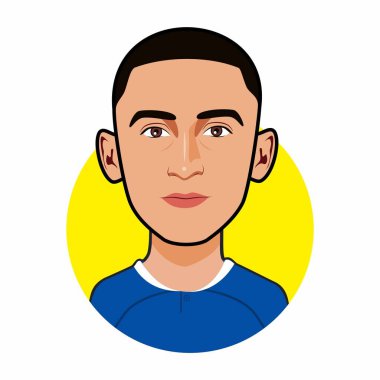 Hakim Ziyech Chelsea Futbol oyuncuları. Dünya Kupası. Vektör resmi