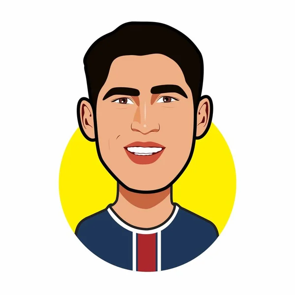  Achraf Hakimi PSG Futbol oyuncuları. Dünya Kupası. Vektör resmi