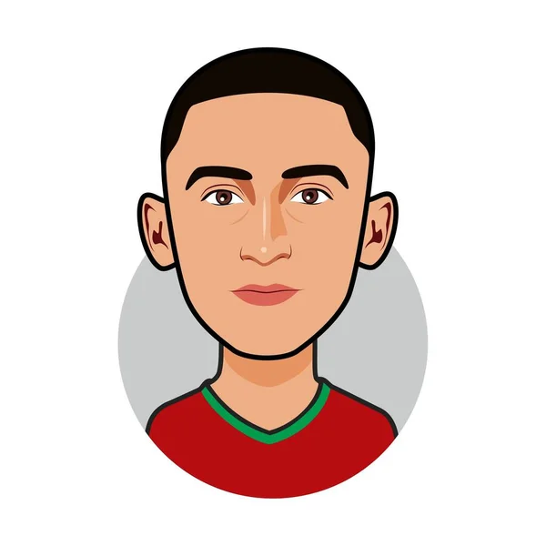 Hakim Ziyech Equipo Nacional Marruecos Copa Del Mundo Imagen Vectorial — Archivo Imágenes Vectoriales