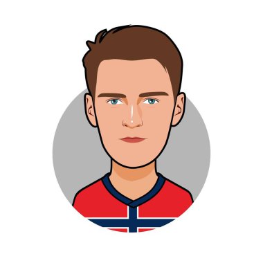 Martin Odegaard,  Norway national team. Vector image clipart