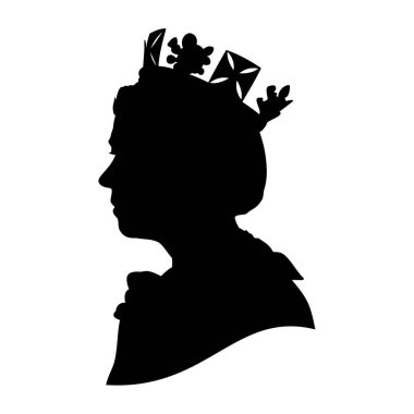  Kraliçe Elizabeth II Silhouette. Vektör resmi