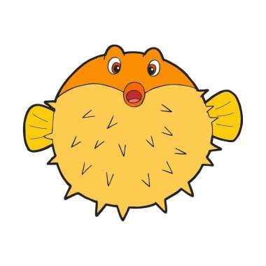 Puffer or Balloon fish cartoon. Vector image