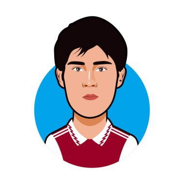 Tomiyasu Arsenal futbol oyuncuları. Vektör resmi