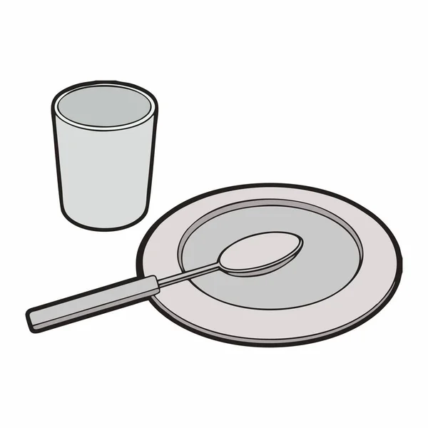 Spoon Plate Glassware Image — Stock Vector