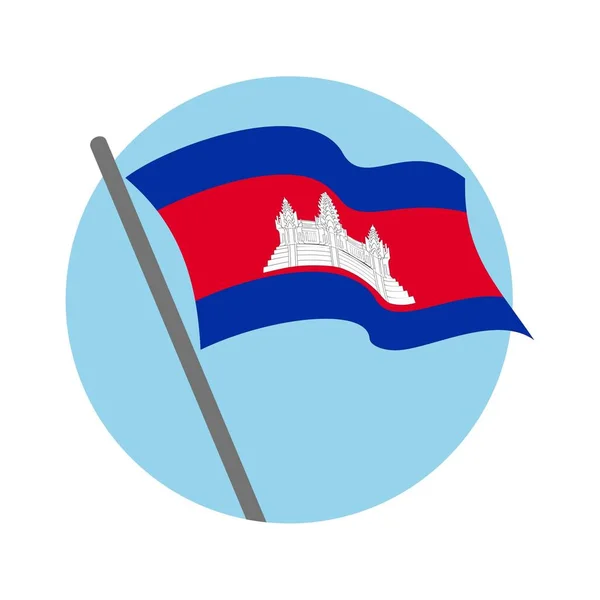Літаючий Флаг Камбоджі Махає Руками Векторне Зображення — стоковий вектор