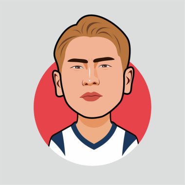 Takuma Asano vfl Bochum futbol oyuncuları. Vektör resmi