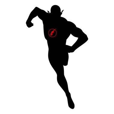 Flash süper kahraman silueti. Vektör resmi