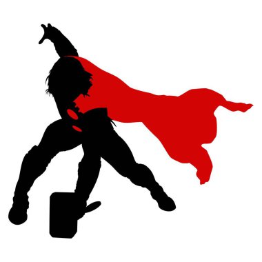 Thor süper kahraman silueti. Vektör resmi