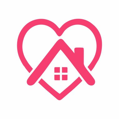 Ev logosunu seviyorum. Vektör resmi