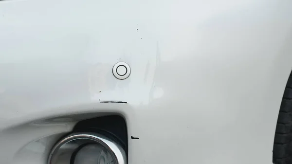 Deep Scratches Paint Damage Bumper Vehicle Car Scratch Dent Accident Stock Photo