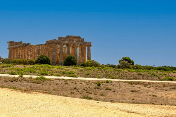 Selinunte Sicilya Daki Yunan Tapınaklarının Kalıntıları — Stok fotoğraf