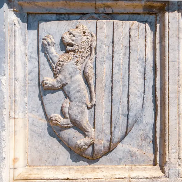 Детали Гербов Камне Фасаде Флорентийской Средневековой Церкви — стоковое фото