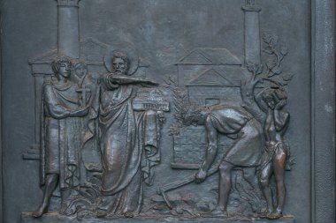 Antik Roma 'da yaşamı tasvir eden bronz levrekler.