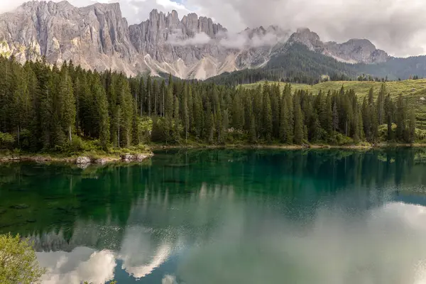 Lake Carezza is a small alpine lake in the Dolomites, italy.
