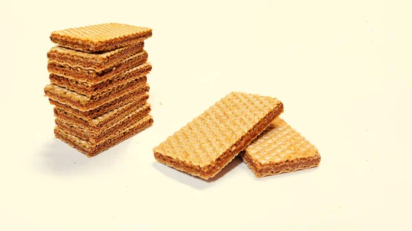 Biscoitos Wafer Preenchidos Com Chocolate Marrom — Fotografia de Stock