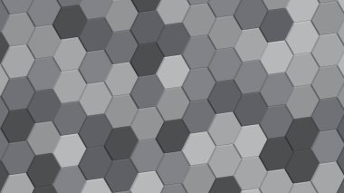 Rastgele altıgenli siyah altıgenlerin 3 boyutlu görünümü