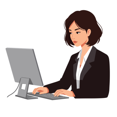 Dizüstü bilgisayar vektör çizimi kullanan iş kadını