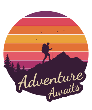 Macera Bekliyor başlıklı tişörtlere yazdırma için vektör tasarımı