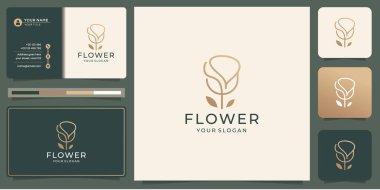 flower rose beauty with line art style. logo use cosmetics, spa logo design and business card design