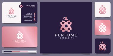 rose gold perfume logo template inspiration with business card template.