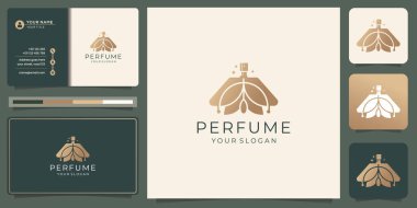 luxury gold fragrance logo template inspiration with business card template.