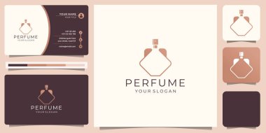 minimal simple bottle perfume logo with business card design.