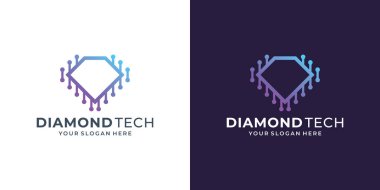 creative diamond tech logo design template.