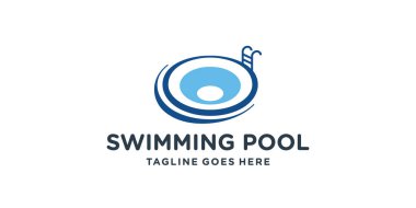 Swimming Pool Logo Design Vector.creative circular shape concept pool symbol.