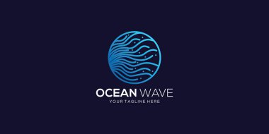 vector ocean wave logo design template. circle line with wave line abstract icon design illustration