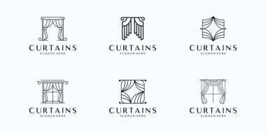 Logo tasarımı ilhamını belirle. Minimalist koleksiyon perdesi, lüks körlük, çizgi sanatı.