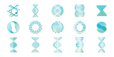 icon set Vector DNA genetic logo design template for science technology logo inspiration.
