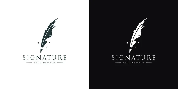 classic signature writer logo design. author logo feather ink inspiration