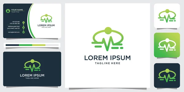 abstract stethoscope logo combined line pulse medical logo design and business card template.
