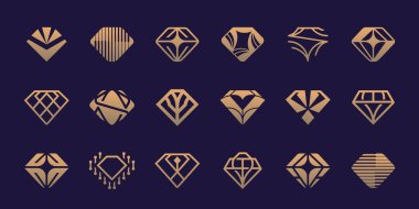 jewelry logo diamond icon set design inspiration.