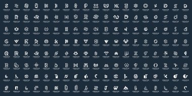 mega collection of abstract initial letter A to Z logo shape design template inspiration monogram.