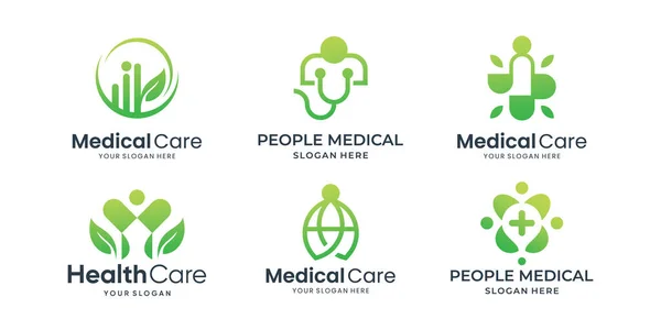 Set Abstract People Medical Care Logo Human Icon Medical Symbol — Stockvektor