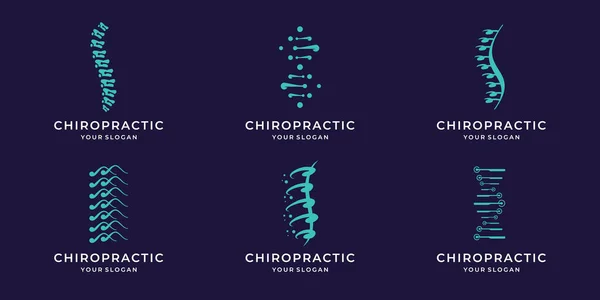 set of abstract chiropractic logo. massage, back pain, spine symbol osteopathy. icon set logotype.