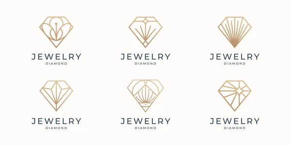 set of Abstract jewelry gemstones isolated on white. Various forms of diamond cut minimalist line.